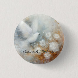 Bruiloft Duif Bloem Knop - Aanpasbaar Ronde Button 3,2 Cm