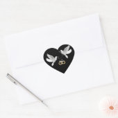 Bruiloft duiven zwart hart Stickers (Envelop)