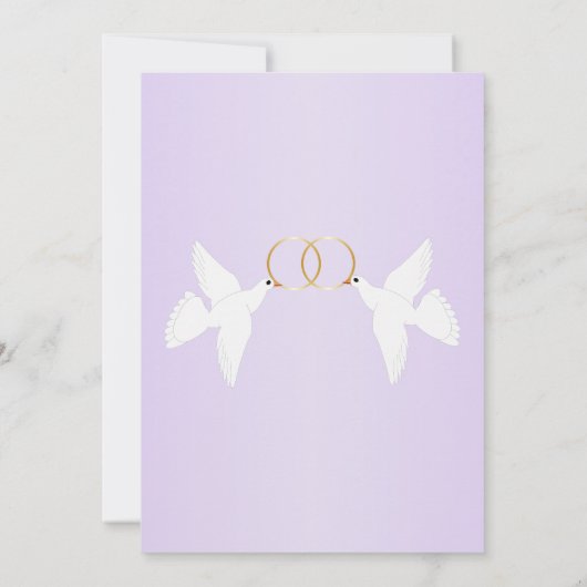 Bruiloft Duivenontwerp Lila Kleur Kaart (Achterkant)