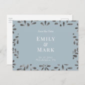 Bruiloft Dusty Blue Elegant Save the Date Briefkaart (Voorkant / Achterkant)