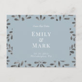 Bruiloft Dusty Blue Elegant Save the Date Briefkaart (Voorkant)