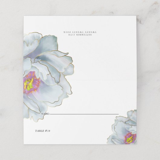 Bruiloft | Dusty Blue en Lila exotische Florence Plaatskaartje (Buitenkant ongevouwen)