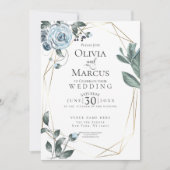BRUILOFT | Dusty Blue Floral-Waterverf Kaart (Voorkant)