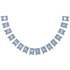 Bruiloft Dusty Blue Mr & Mrs 8 Letter Naam Eenvoud Vlaggetjes