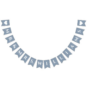 Bruiloft Dusty Blue Mr & Mrs 8 Letter Naam Eenvoud Vlaggetjes