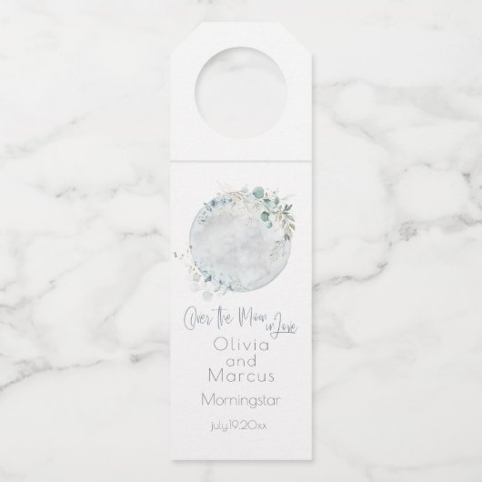 bruiloft | Dusty Blue Over the Moon in Love Flessenhanger (Voorkant)