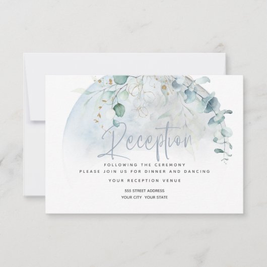 bruiloft | Dusty Blue Over the Moon in Love Kaart (Voorkant)