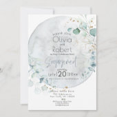 bruiloft | Dusty Blue Over the Moon in Love Kaart (Voorkant)