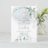 bruiloft | Dusty Blue Over the Moon in Love Kaart (Staand voorkant)