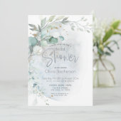 bruiloft | Dusty Blue Over the Moon in Love Kaart (Staand voorkant)