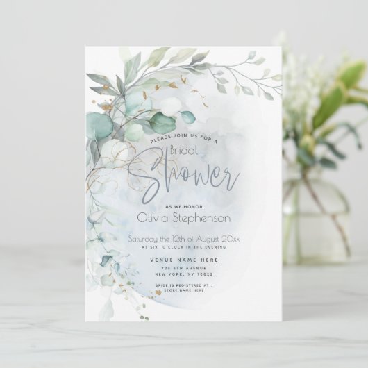 bruiloft | Dusty Blue Over the Moon in Love Kaart (Staand voorkant)