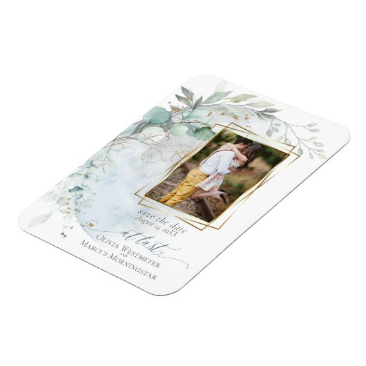 bruiloft | Dusty Blue Over the Moon in Love Magneet (Linkerzijde)