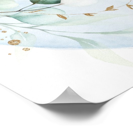 bruiloft | Dusty Blue Over the Moon in Love Poster (Hoek)