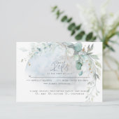 bruiloft | Dusty Blue Over the Moon in Love RSVP Kaartje (Staand voorkant)
