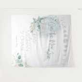 bruiloft | Dusty Blue Over the Moon in Love Wandkleed (Voorkant (horizontaal))