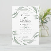Bruiloft | Dusty Green Woodland Waterverf Foliage Kaart (Staand voorkant)