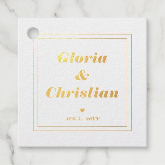 Bruiloft Echte Gouden Folie Favor Tags (Voorkant)