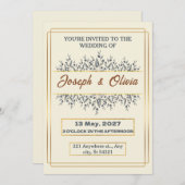 Bruiloft een elegante beige achtergrond gouden ran kaart (Voorkant / Achterkant)