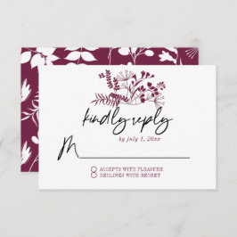 Bruiloft Eenvoudige Moderne Bourgondische RSVP-kaa RSVP Kaartje