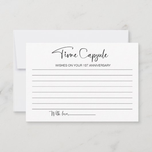 Bruiloft Eerste Jubileum Tijd Capsule Kaart (Voorkant)