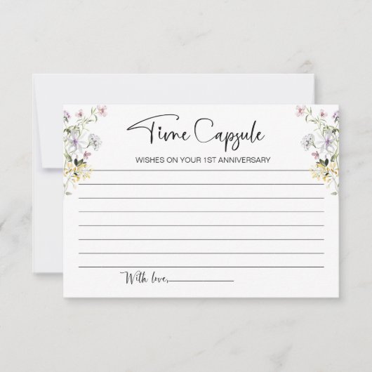 Bruiloft Eerste Jubileum Tijd Capsule Kaart (Voorkant)