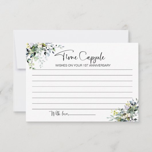 Bruiloft Eerste Jubileum Tijd Capsule Kaart (Voorkant)