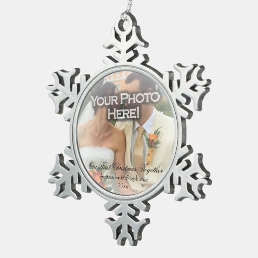 Bruiloft ~ Eerste Kerst Foto Ornament (Rechts)