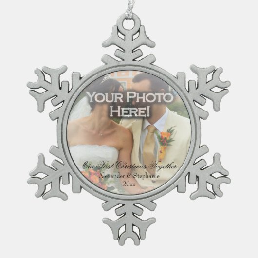 Bruiloft ~ Eerste Kerst Foto Ornament (Voorkant)