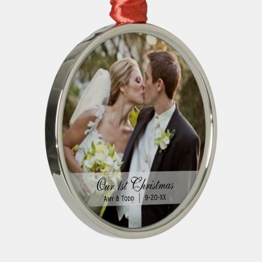 Bruiloft | Eerste Kerstfoto Ornament (Rechts)