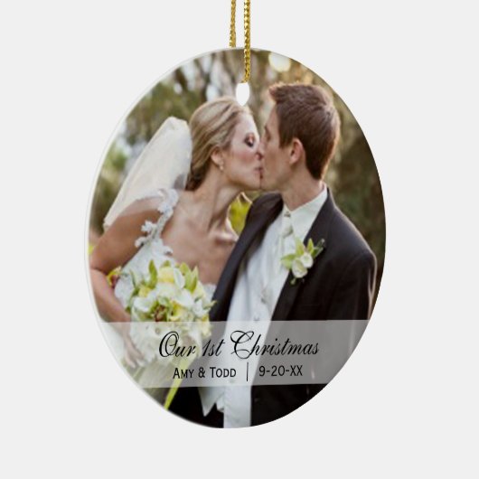 bruiloft  | Eerste kerstfotoversiering Keramisch Ornament (Rechts)