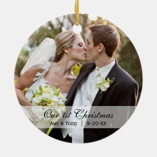 bruiloft  | Eerste kerstfotoversiering Keramisch Ornament (Achterkant)