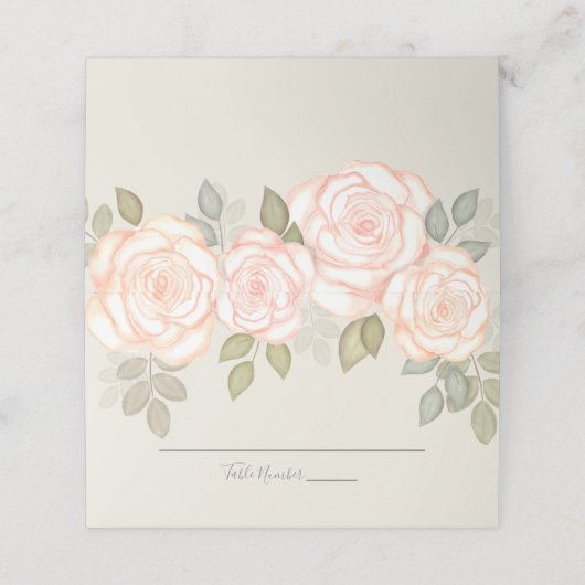 Bruiloft Elegant Aquarel Bloem Tafelnummer Plaatskaartje (Buitenkant ongevouwen)