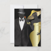 BRUILOFT | Elegant Black en Gold Glitter Kaart (Achterkant)