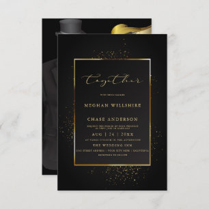 BRUILOFT   Elegant Black en Gold Glitter Kaart