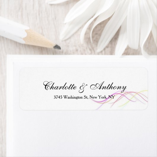 Bruiloft Elegant Creatief Abstract Curves Wit Etiket (Insitu)