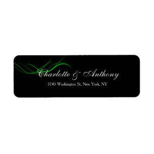 Bruiloft Elegant Creatief Abstract Zwart Groen Etiket
