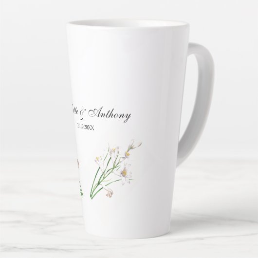 Bruiloft Elegant Creatief Bloemen Wit Chic Latte Mok (Rechterhoek)