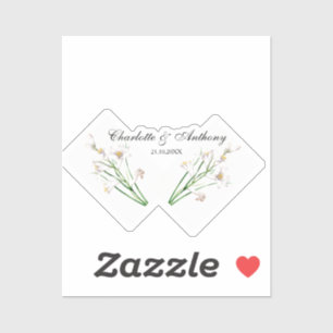 Bruiloft Elegant Creatief Bloemen Wit Chic Sticker