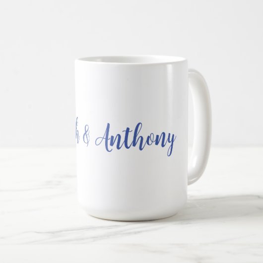 Bruiloft Elegant Creatief Klassiek Blauw Wit Koffiemok (Voorkant rechts)