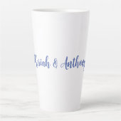 Bruiloft Elegant Creatief Klassiek Blauw Wit Latte Mok (Voorkant)