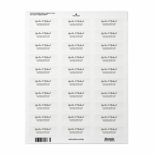 Bruiloft Elegant Custom Return Adres Label (Full Sheet)