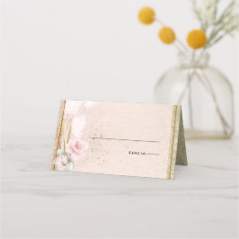 Bruiloft | Elegant Dusty Pink Floral Pampas Grass Plaatskaartje
