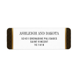 Bruiloft | Elegant Formal Golden Geometric op zwar Etiket