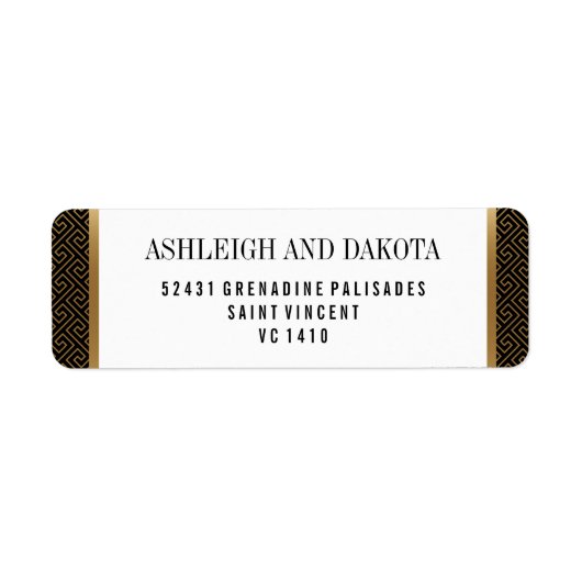 Bruiloft | Elegant Formal Golden Geometric op zwar Etiket (Voorkant)