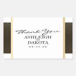 Bruiloft | Elegant Formal Golden Geometric op zwar Rechthoekige Sticker