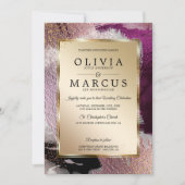 Bruiloft | Elegant Gold Cassis Plum Bruskes Kaart (Voorkant)