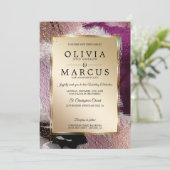 Bruiloft | Elegant Gold Cassis Plum Bruskes Kaart (Staand voorkant)