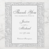 Bruiloft Elegant Grijs Wit 3D Ontwerp Wijn Etiket (Enkel label)