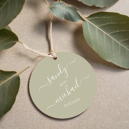 Bruiloft Elegant Kalligrafie Script Sage Groen Bedankjes Labels