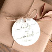 Bruiloft Elegant Kalligrafie Script Sage Groen Bedankjes Labels